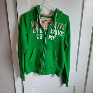 EUC Hollister Zip Up Green Hoodie Small